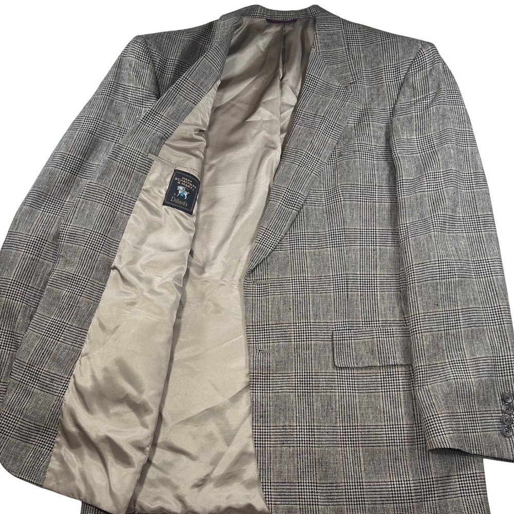 Hart Schaffner Marx 41L Silk Blazer Tan Glen Plaid Sport Coat Dillard's Timeless